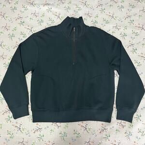 MATE the Label Organic Fleece Quarter Zip Sweatshirt Thyme Small